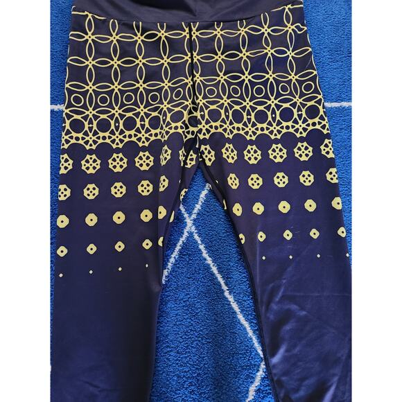 Grrrl Women's Geometric Shape Yellow & Blue Workout Leggings 47-54 XXL - Picture 3 of 8